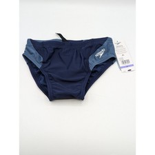 Speedo Boys Youth Size 26 Powerflex Eco Brief Competitive Swim Suit Navy/Grey