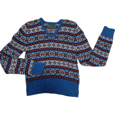 Abercrombie & Fitch Women s Sweater M Fair Isle Birds Eye Knit Blue Y2K Academia
