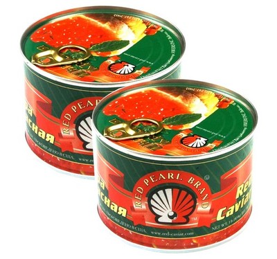 Alaskan Red Salmon Caviar Salmon Roe Lightly Salted Caviar 1 Lbs x Set of 2