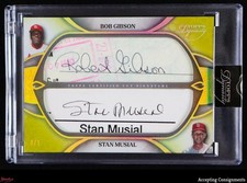 2025 Topps Dynasty Dual Cut Signature Bob Gibson & Stan Musial DUAL AUTO 1/1