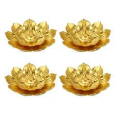 4pcs Incense Burner Kit Brass Lotus Stick Incense Holder Ash Catcher Gold