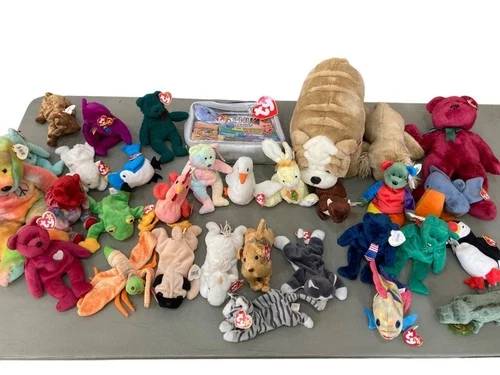 Vintage Beanie Babies Plush Toy Collection With Tags  Mixed Animals & Bears