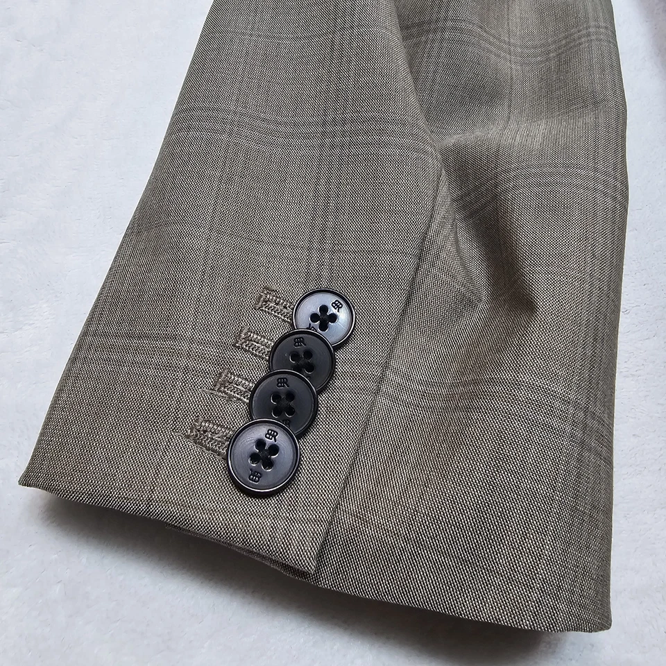 Костюм Banana Republic мужской 38S 30x29 желтовато-коричневый клетчатый имбирь итальянская ткань хирургический куб. - Изображение 4 из 4