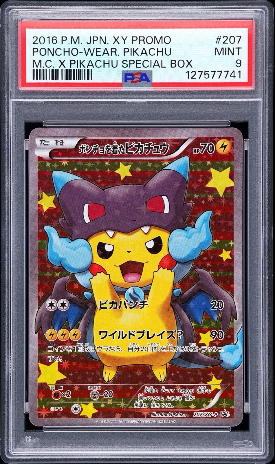 Pokemon Poncho-Wearing Pikachu Mega Charizard X JPN Promo 207/XY-P PSA 9