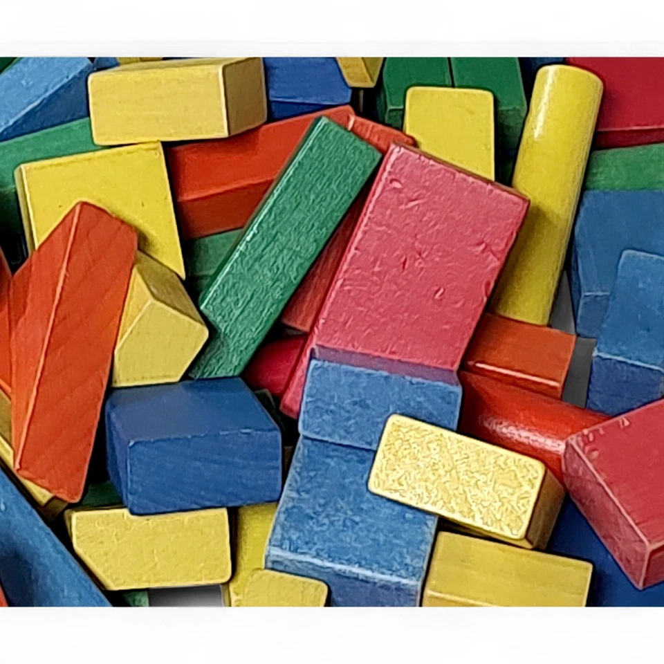 Over 3.5+ Pounds Vintage Playskool Colored Wooden Building Blocks - Image 4 of 4