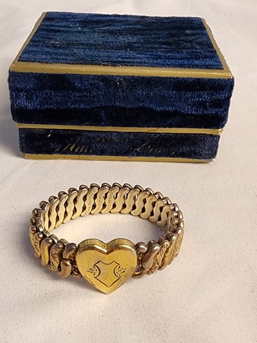 Pulsera Corazón Elástico Lleno de Oro Vintage Sweetheart con Caja Original - Imagen 6 de 11