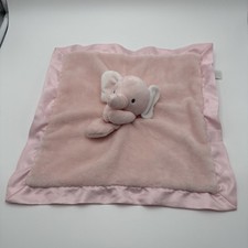 Carter's Elephant Cuddle Lovey Plush Security Blanket Satin Trim Pink Dots Baby