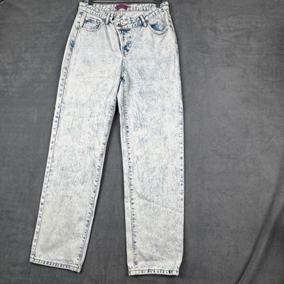Edikted Womens High Waisted Acid Wash Straight Leg Jeans Light Blue Size M
