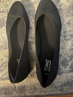 Toms Shoes Women 9 Black Textured Upper Flat Comfort Slip On 300515