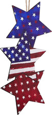 4Th of July Hanging Door Sign Wooden Double Sided Patriotic Door Hanger Fourth o