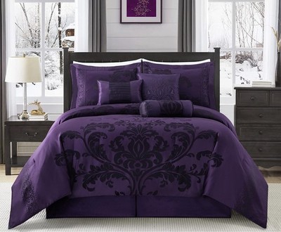 Chezmoi Collection 7-Piece Jacquard Floral Comforter Set (Queen