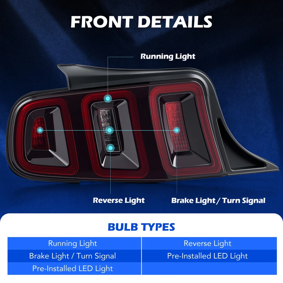 For 2010-2014 Ford Mustang Full LED w/ Sequential Tail Lights Red Brake Lamps Foto 2 de 4