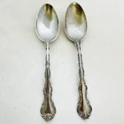 Set of 2 Antique Gorham STRASBOURG Sterling Silver Teaspoons Pat 1897 Monogram