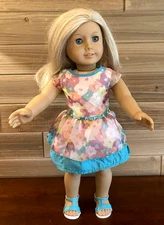 American Girl Doll Just Like You JLY Blonde Hair Blue Eyes Bright Blooms Outfit