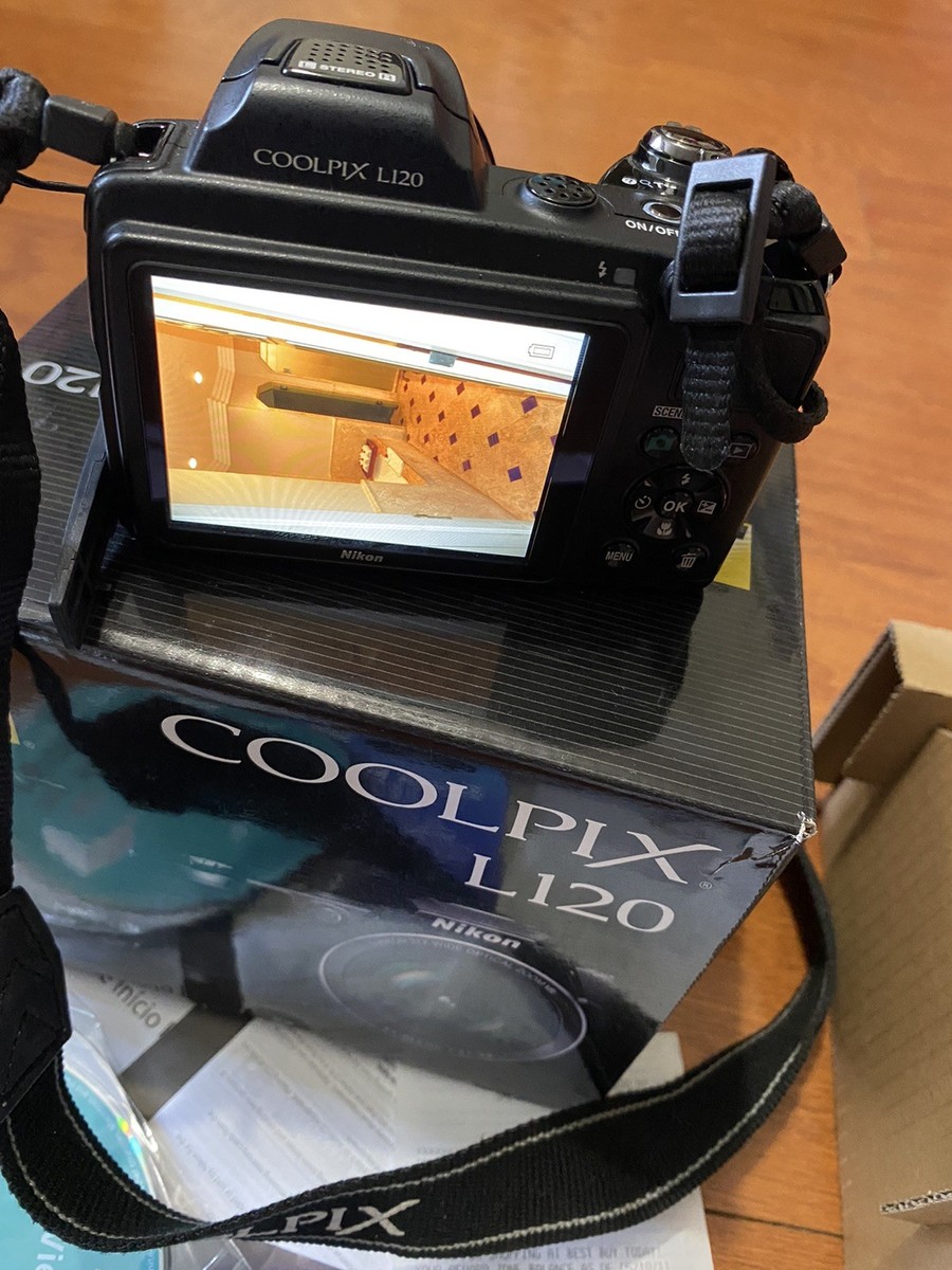 Nikon COOLPIX L120 14 MP 21X Digital Camera - Black W/ box Cords