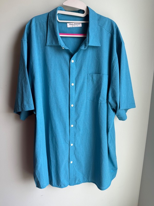 Tommy Bahama Island Zone Bahama Coast Men's Short Sleeve Shirt 2XLT Turquoise