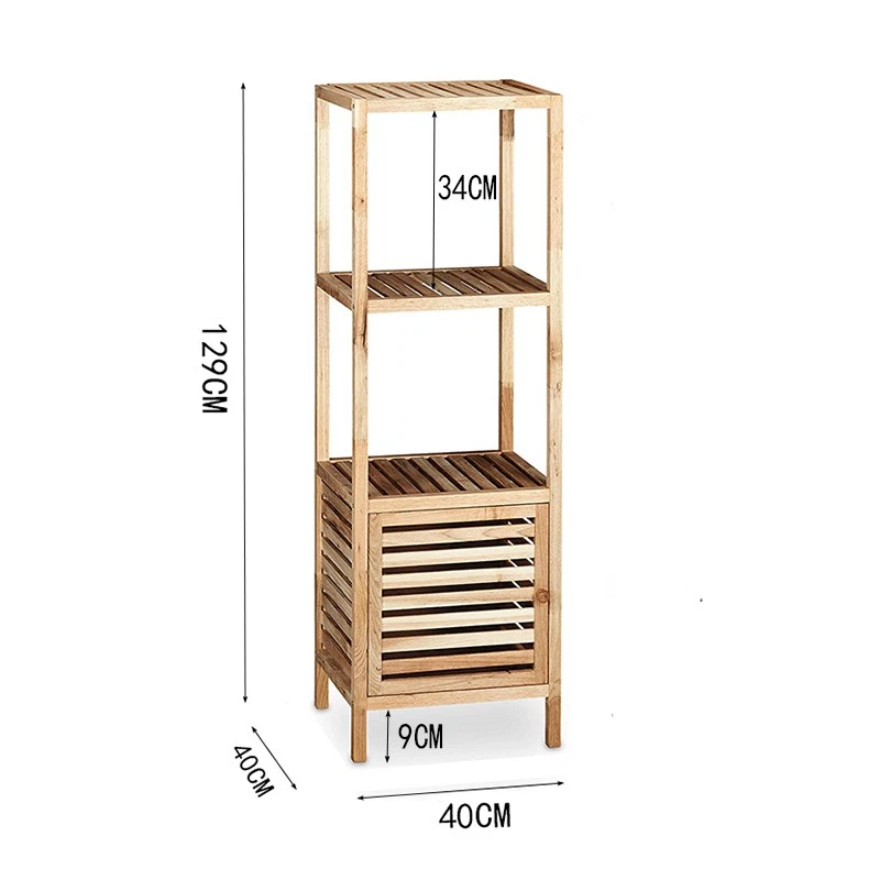 Regal mit 2 Böden und Schranktür, Badregal, Standregal, Walnussholz, Holzregal - Bild 2 von 2