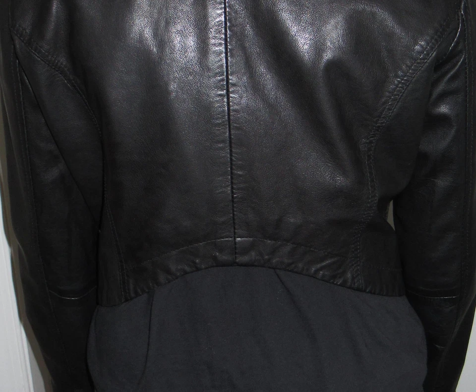 Jaqueta de Moto de Couro Preta Apenas Membros Macia Amanteigada Motocicleta Café Racer Pequena - Imagem 4 de 4