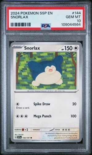 2024 POKEMON SSP EN-SURGING SPARKS #144 SNORLAX PSA 10