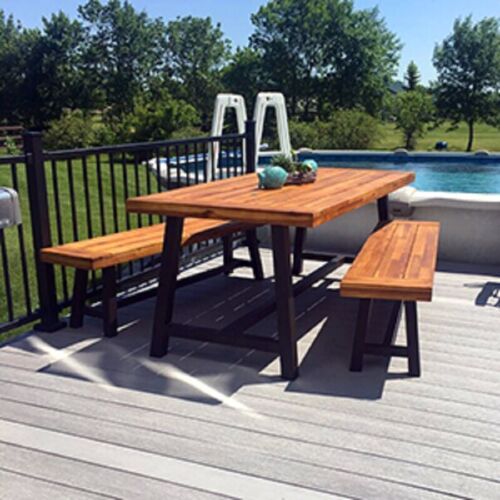 Patio Dining Set Outdoor Dining Table & Bench Chair Set Acacia Wooden Chairs - Picture 34 of 34