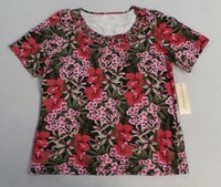 Allison Daley Women's Short Sleeve Knotted Neckline Floral Top Multi Hm7 Large Allison Daley Women's Short Sleeve Knotted Neckline Floral Top Multi Hm7 Large