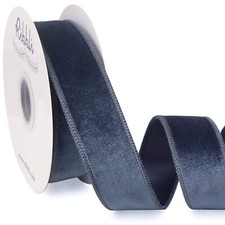 Dusty Blue Velvet Wired Ribbon 1.5 Inch Velvet with Satin Christmas Ribbon fo...