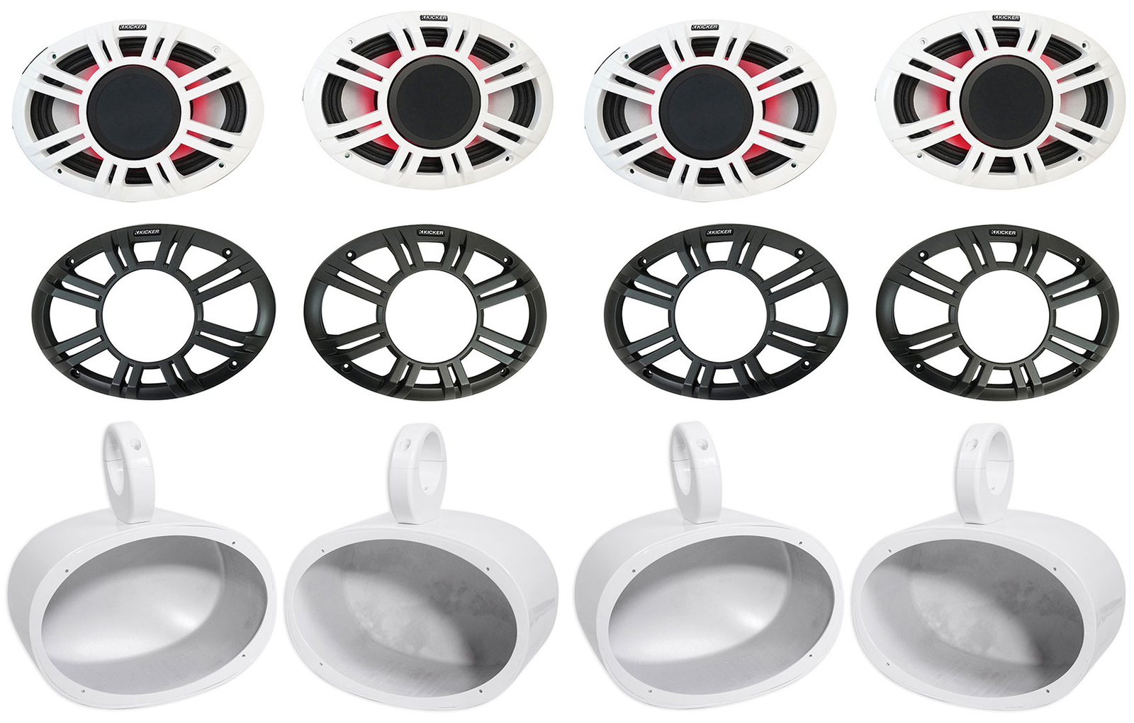 4 Колонки для вейкбординга KICKER 48KMXL694 300 Вт 6x9 белые с подсветкой KMXL69 201090₽