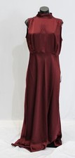 Lulus Women's Class Elegance Sleeveless Satin Maxi Dress CL8 Wine Large NWT