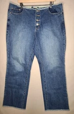 Venezia Womens Plus Sz 18 Jeans Distressed Pockets Paint Raw Hem Stretch Denim
