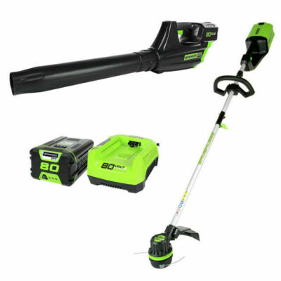 Greenworks Pro 80V Cordless Brushless String Trimmer + Leaf Black & Green 
