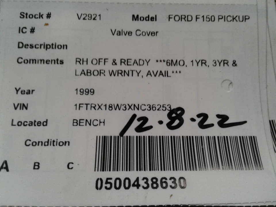 Used Engine Valve Cover fits: 1999  Ford f150 pickup Valve Cover Grade A - Image 3 of 4