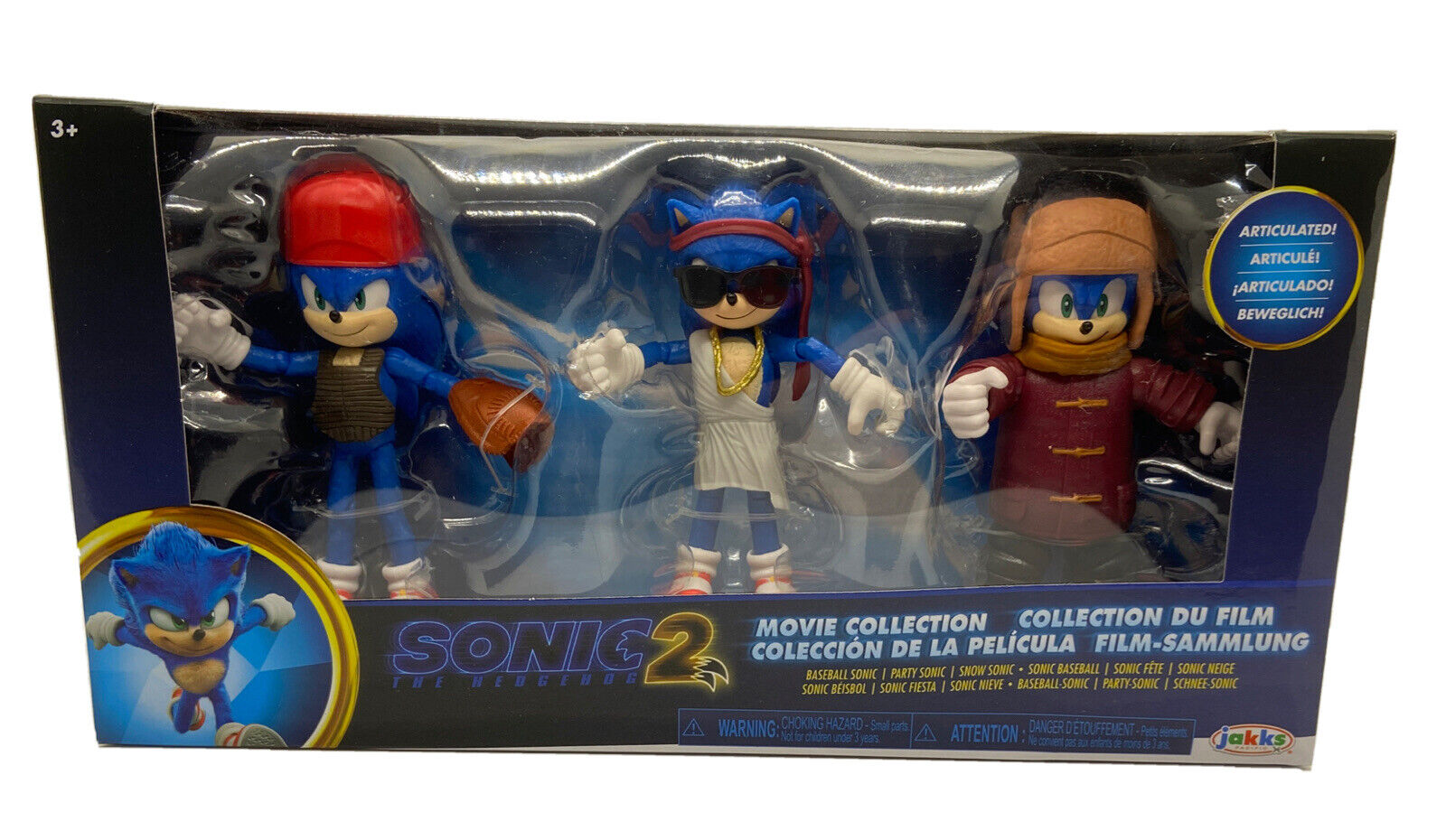 SONIC THE HEDGEHOG 2 3 PACK MOVIE COLLECTION FIGURE SET BASEBALL