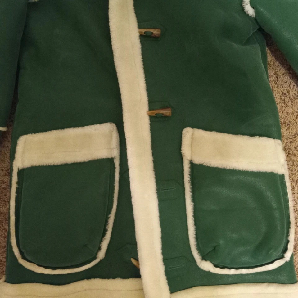 Abrigo Jordan Craig M Verde Sherpa Botón Frontal Con Capucha Peso Pesado Foto 2 de 4