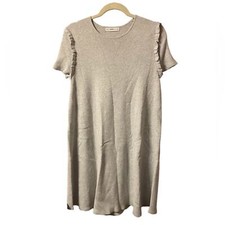 ZARA KNIT RUFFLE SHOULDER SHORT SLEEVE SWEATER DRESS WOMENS SIZE LARGE
