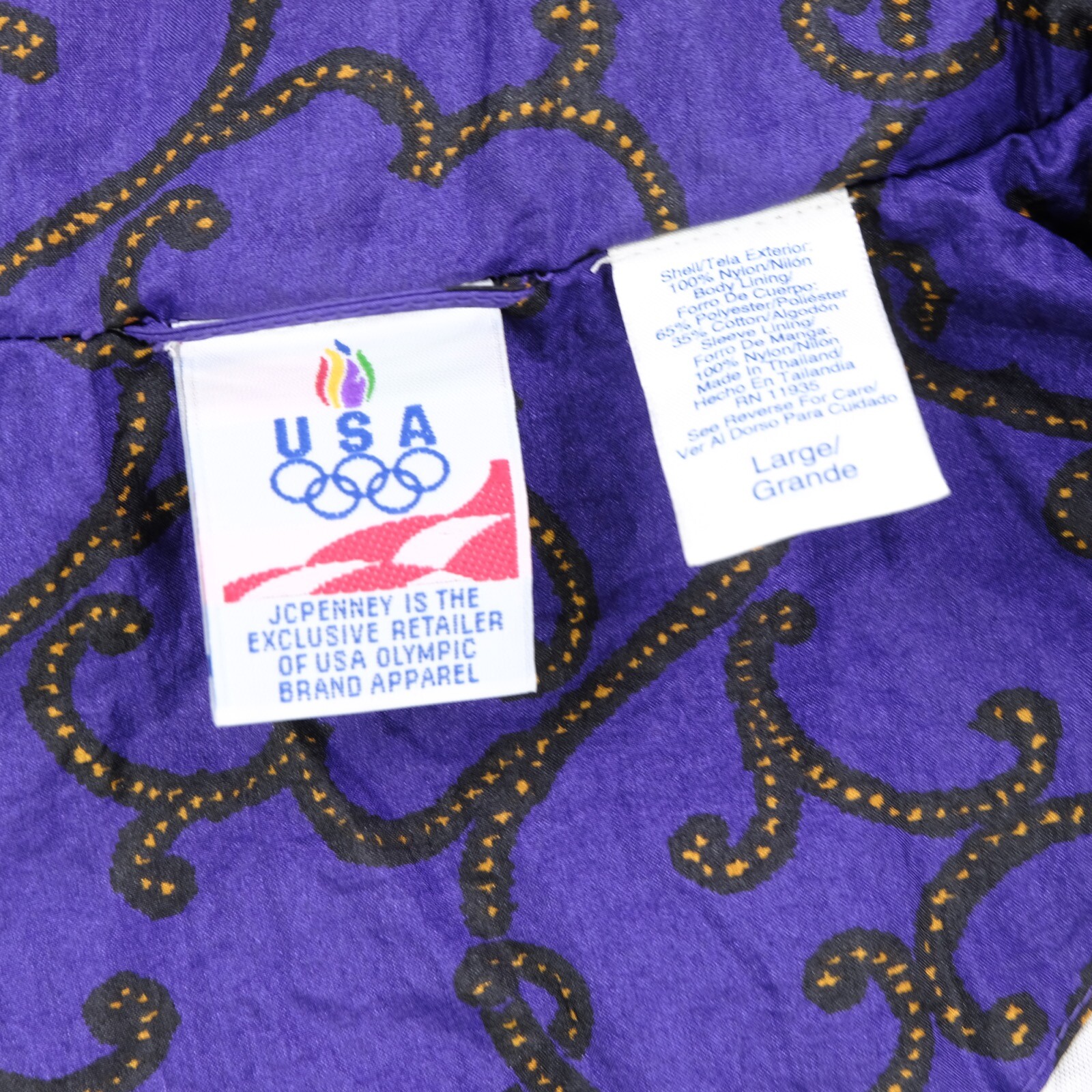 Rare Vintage JCPENNEY Olympics All Over Print Full Zip Track Jacket 90s Purple L image 4