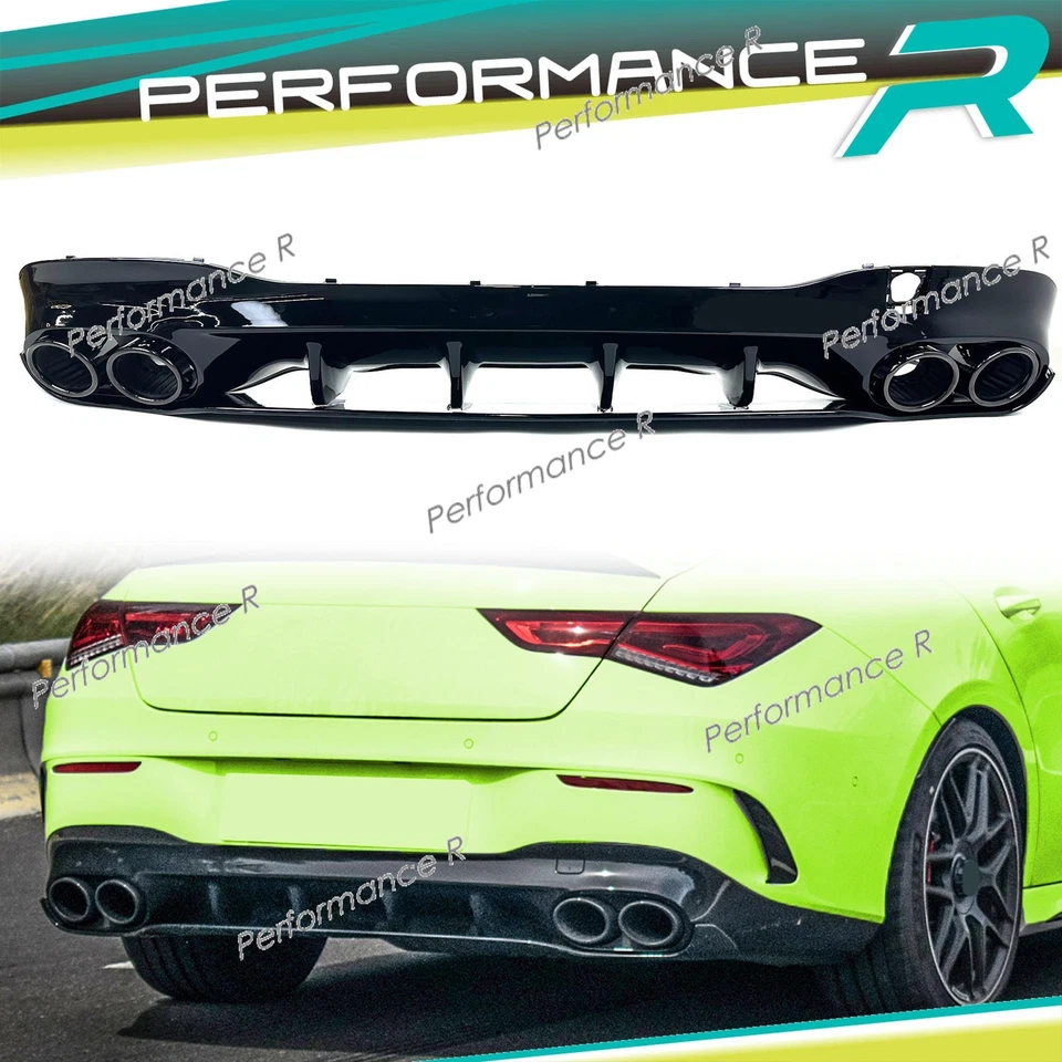 Heckdiffusor + Auspuff Schwarz für Mercedes CLA 200 C118 X118 AMG Line 2019+