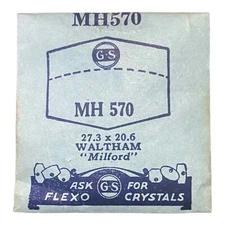 Germanow-Simon Mach (GS) MH570 Watch Crystal 27.3x20.6 NOS Part Flexo Waltham