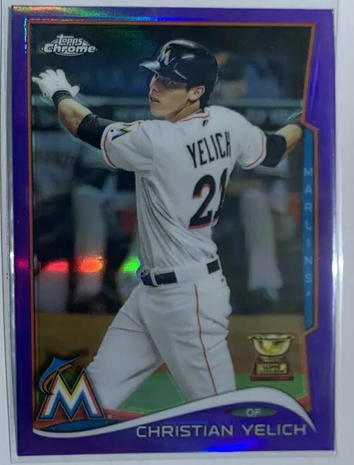 2014 TOPPS CHROME BASEBALL #215 PURPLE REFRACTOR ALLSTAR ROOKIE CHRISTIAN YELICH