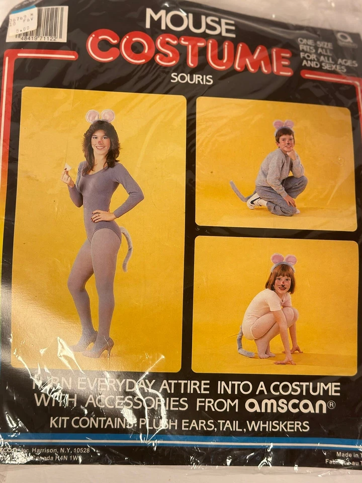 NUEVO Disfraz de Ratón Vintage Años 80 Souris Amscan Accesorios Kit Completo Foto 4 de 4