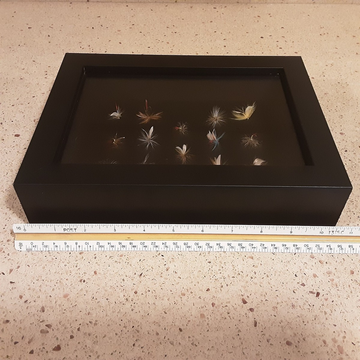 14 Mouches De Pêche Encadrées – Boîte Shadow Box 8 X 10.25 Pouces – Vintage