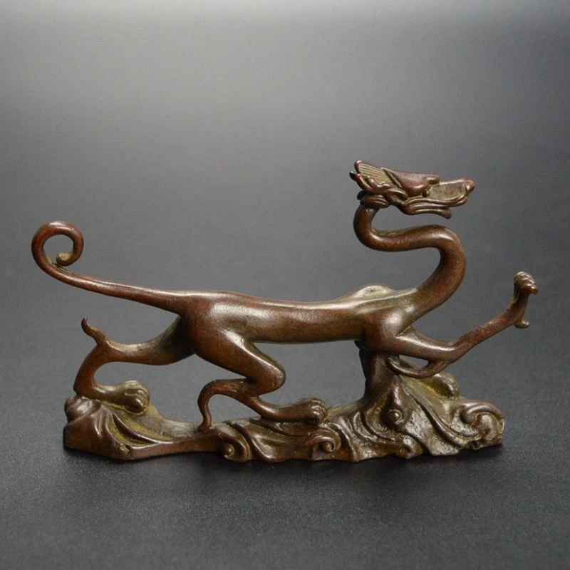 9CM Bronze God Beast Green Dragon Spirit Beast Ornament Pen Holder Pen Holder - Image 4 of 4