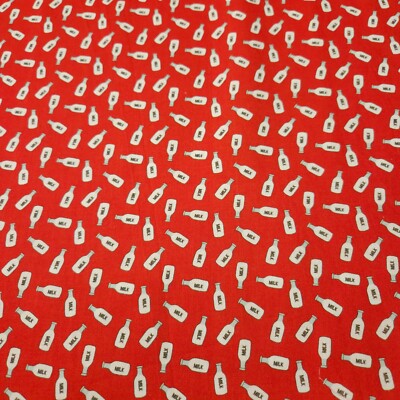 Off To The Farm BTY Gill Eggleston P&B Textiles Milk Bottles Red