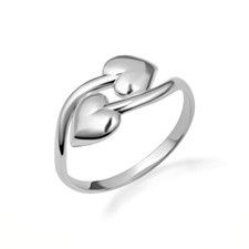 .925 Sterling Silver Double Heart Love Band Ring