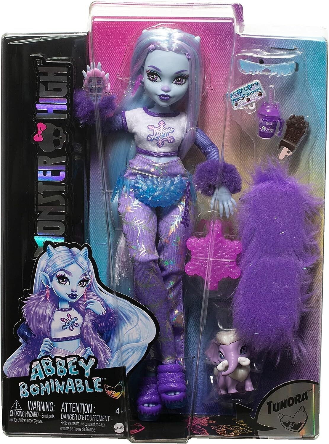 Monster High Doll, Abbey Bominable Yeti with Pet Mammoth Tundra & Accessories
