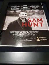Sam Hunt Rare Original Grammy  Awards Promo Poster Ad Framed!