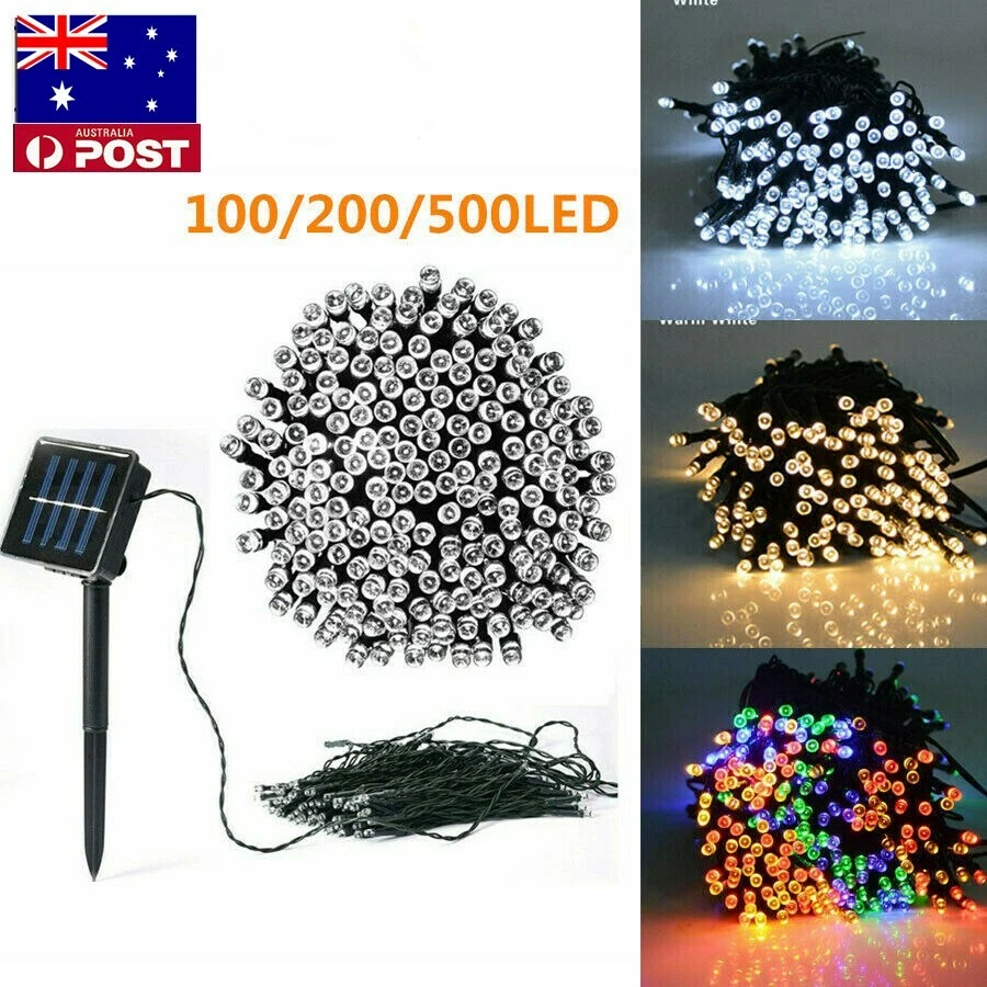 Solar Fairy String Lights 100/200/500 LED Outdoor Garden Christmas Party Decor