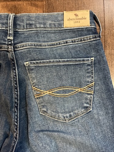 Abercrombie Kids Distressed High-Rise Straight Jeans Girls Sz 15/16 Blue Denim - Picture 12 of 19