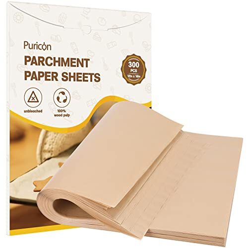 PreCut Baking Parchment Paper 300 Sheets for Kitchen Cooking Safe