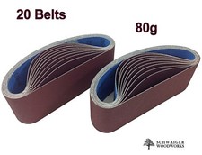 3" x 21" Sanding Belts, 20 pack, 80 grit, AL Oxide for Belt Sanders - NEW