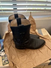 Vintage Justin Boots Mens Sz 8 D Black Leather Made In USA Cowboy West Gorpcore